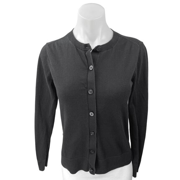 Ann Taylor Loft Women's Black Long Sleeve Button Down Cardigan Sweater Top Sz S - Picture 1 of 4